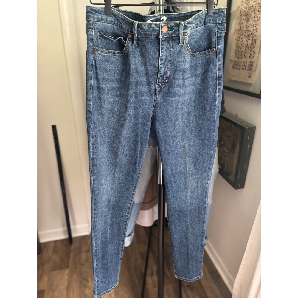 Seven7 Womens High Rise Skinny Jeans Medium Wash Denim Size 12